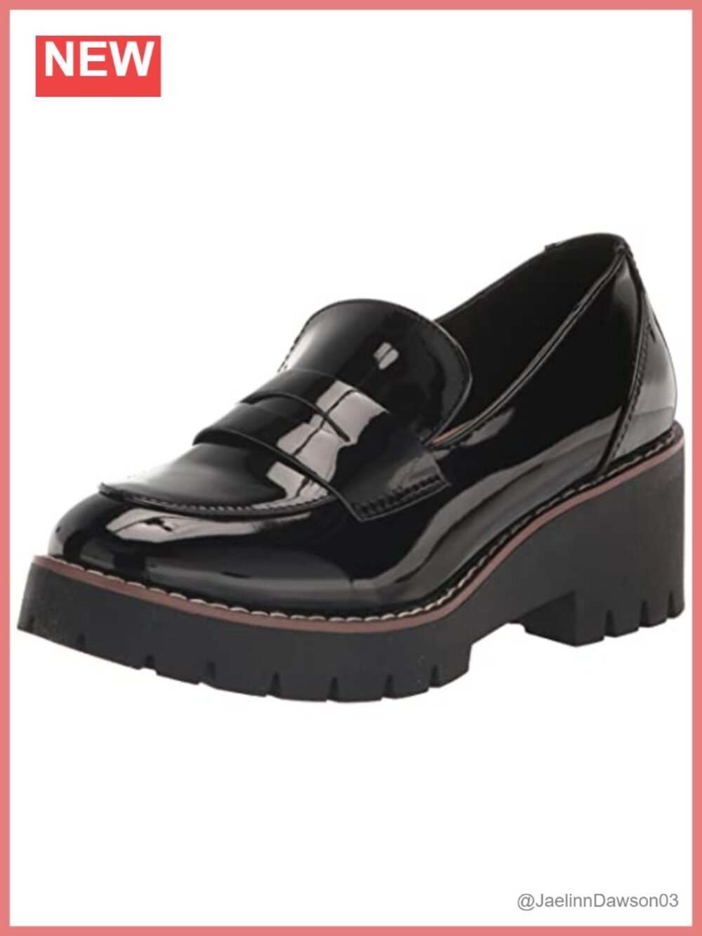Waterproof Leather Loafers Block Heel Slip-On Women's 2.25 Heel 0.75 Platform
